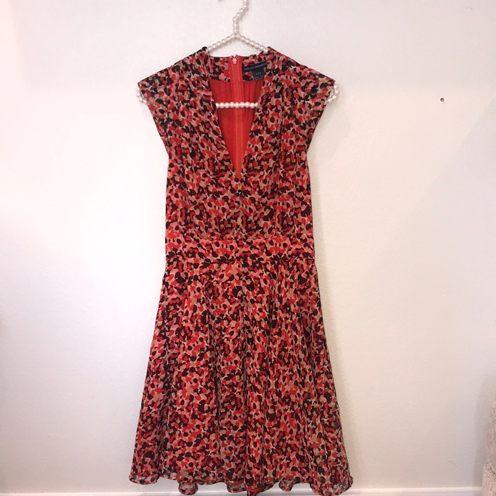 Floral Red Orange Sleeveless Dress